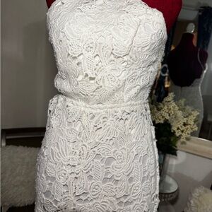 Elegant White Lace Strapless Dress